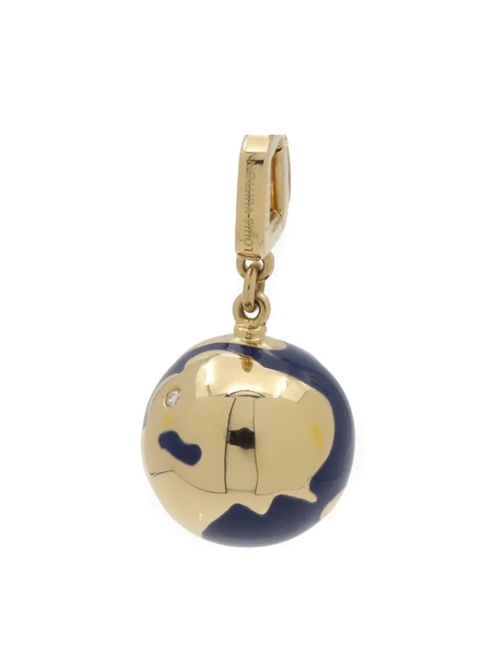 Louis Vuitton Globe Charm Yellow Gold Blue 18K Enamel Diamond Earth